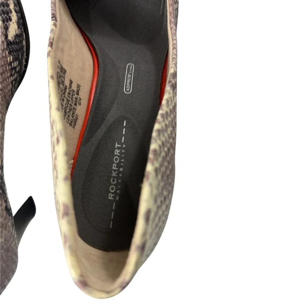 Rockport Walkability‎ Snakeskin Print Leather Pumps Adiprene V77685 Tan 9.5 W